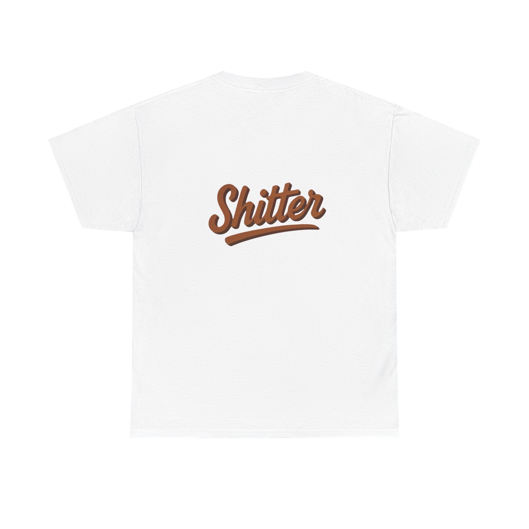 Graphic Tee — 'Shitter' Retro Script Poop Emoji Shirt