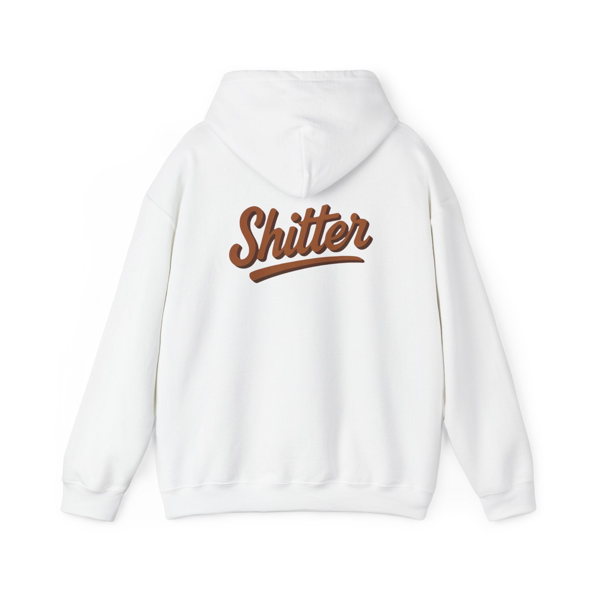 Hoodie — 'Shitter' Retro Script Poo Emoji Funny Graphic Hoodie