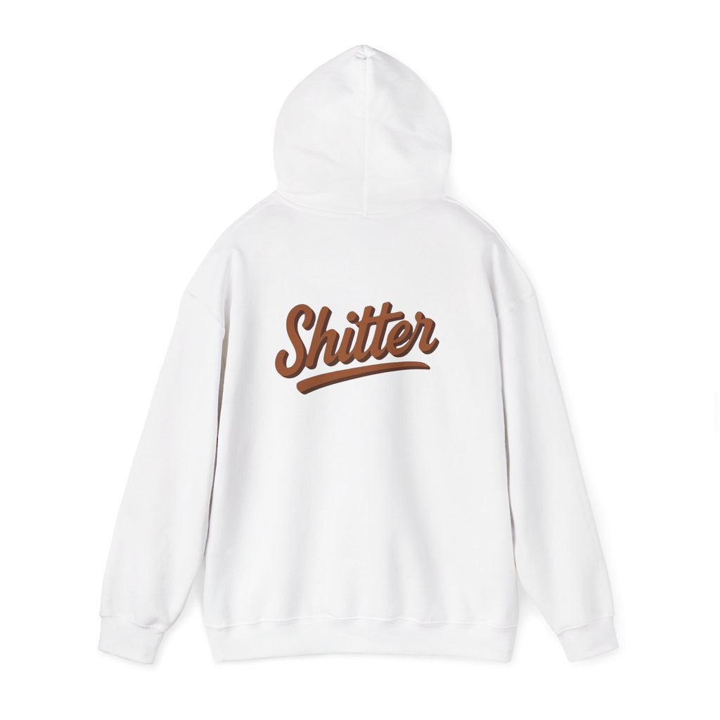 Hoodie — 'Shitter' Retro Script Poo Emoji Funny Graphic Hoodie