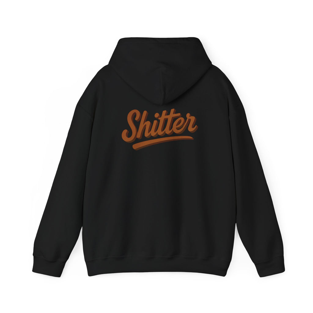 Hoodie — 'Shitter' Retro Script Poo Emoji Funny Graphic Hoodie