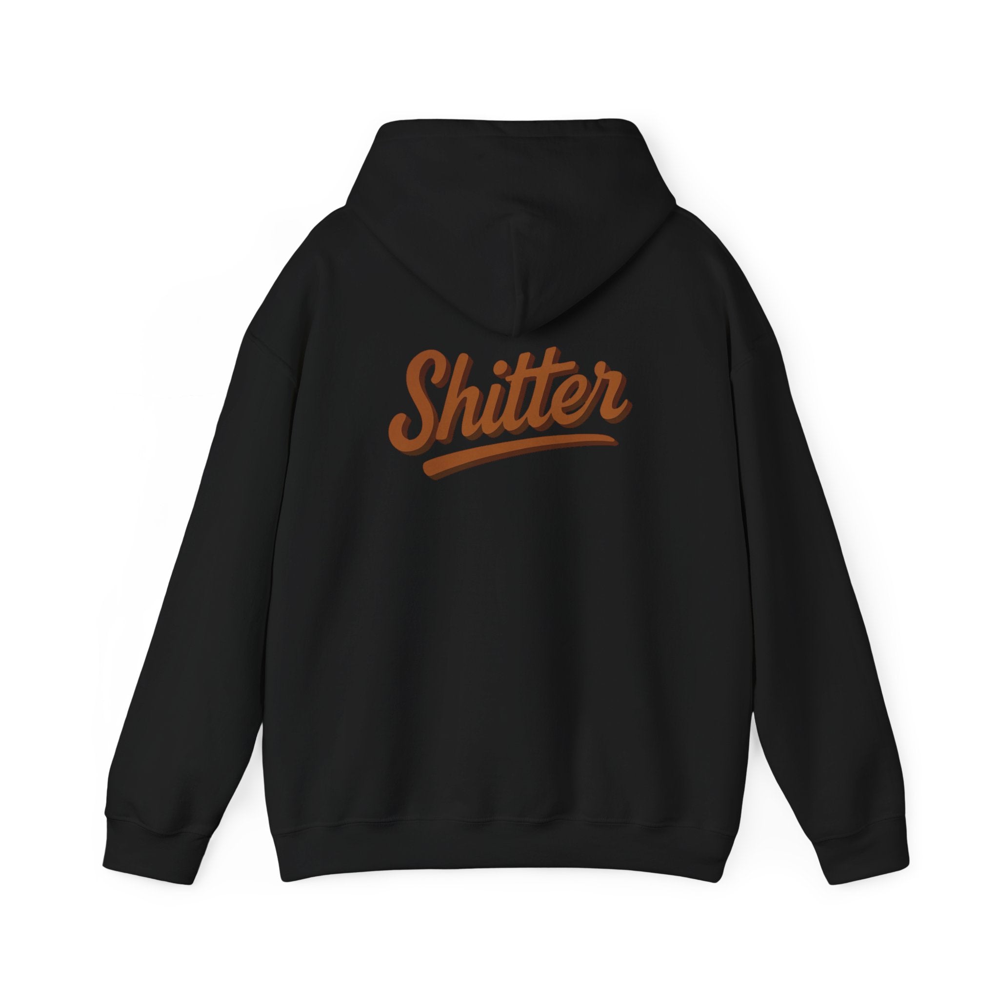 Hoodie — 'Shitter' Retro Script Poo Emoji Funny Graphic Hoodie